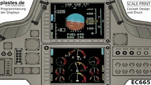 Ausschnitt eines Cockpits einer EC665 mit unseren Displays.
